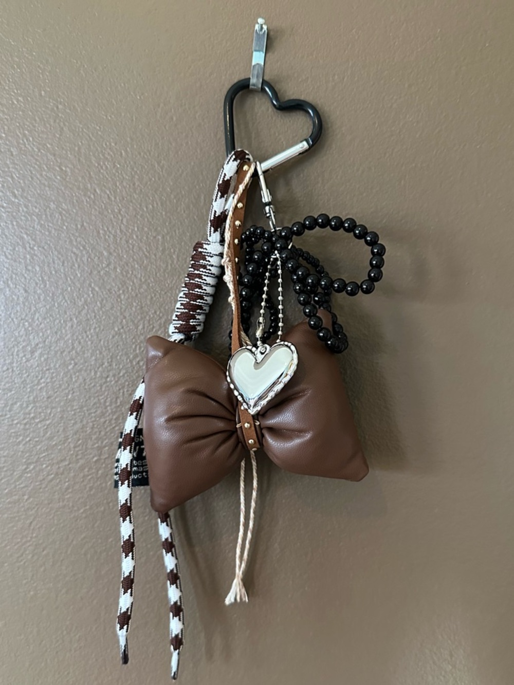 Black Women’s Handbag with Brown Bow Charm